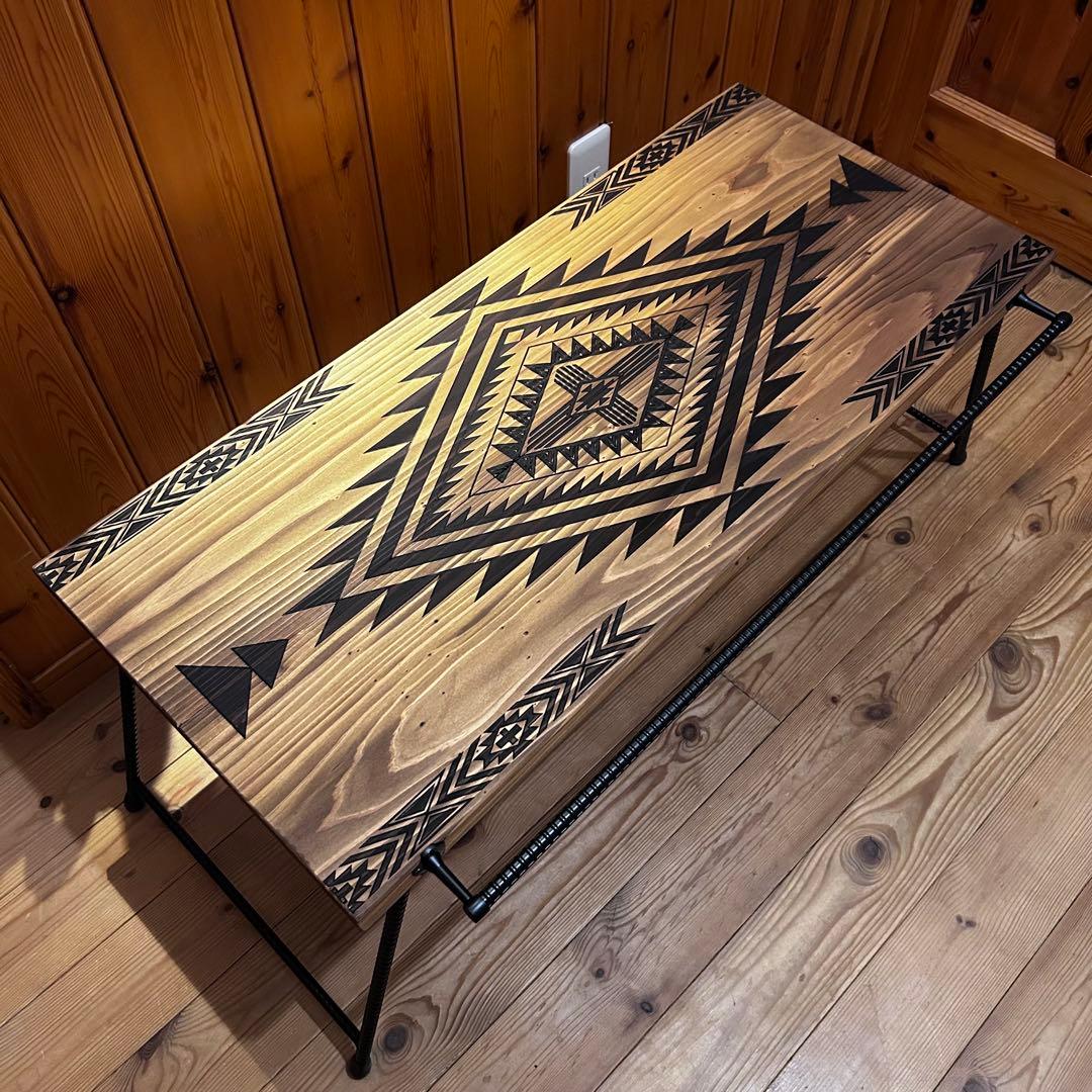 No.549 アイアンローテーブル オルテガテーブル ネイティブ柄