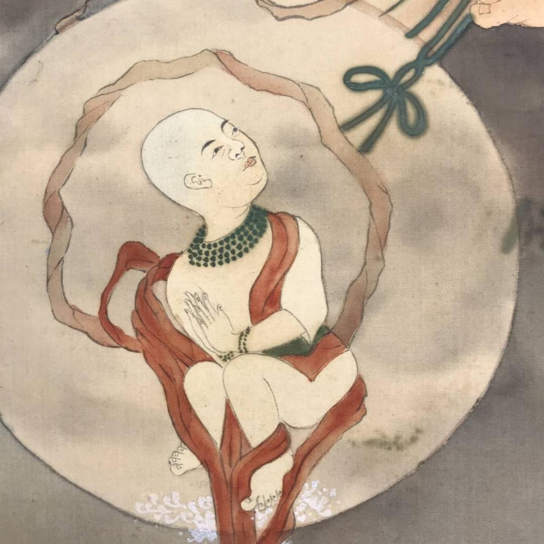 松山/観音図/慈母観音図/掛軸☆宝船☆AB-681