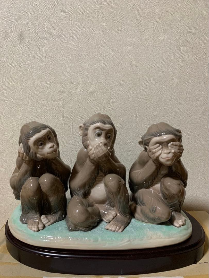 限定150 リヤドロ 7508 三匹の猿 見ざる聞かざる言わざる 大型 置物