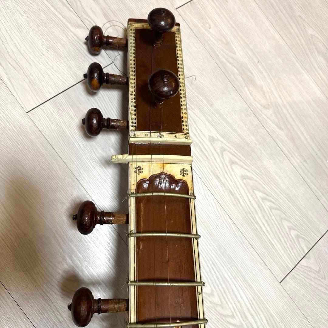 木製シタール 7弦 ケース付き　ジャンク品