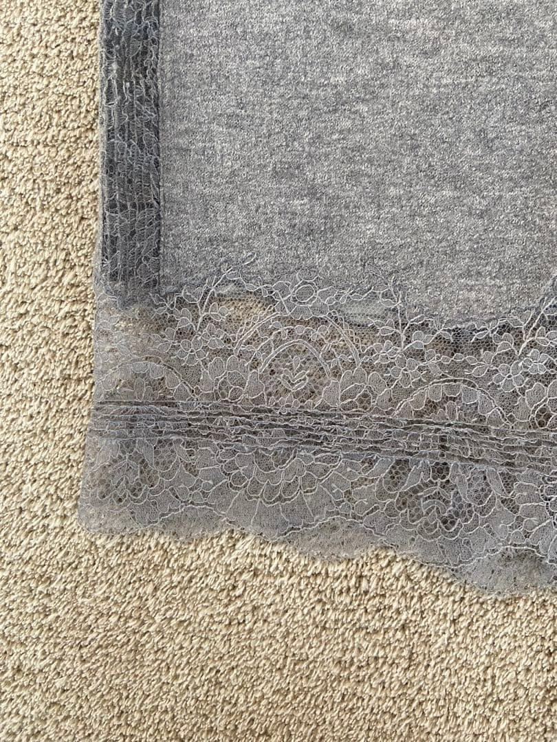 エルマンノシェルビーノ　グレー レースタイトスカート 美品ウールシルクカシミア