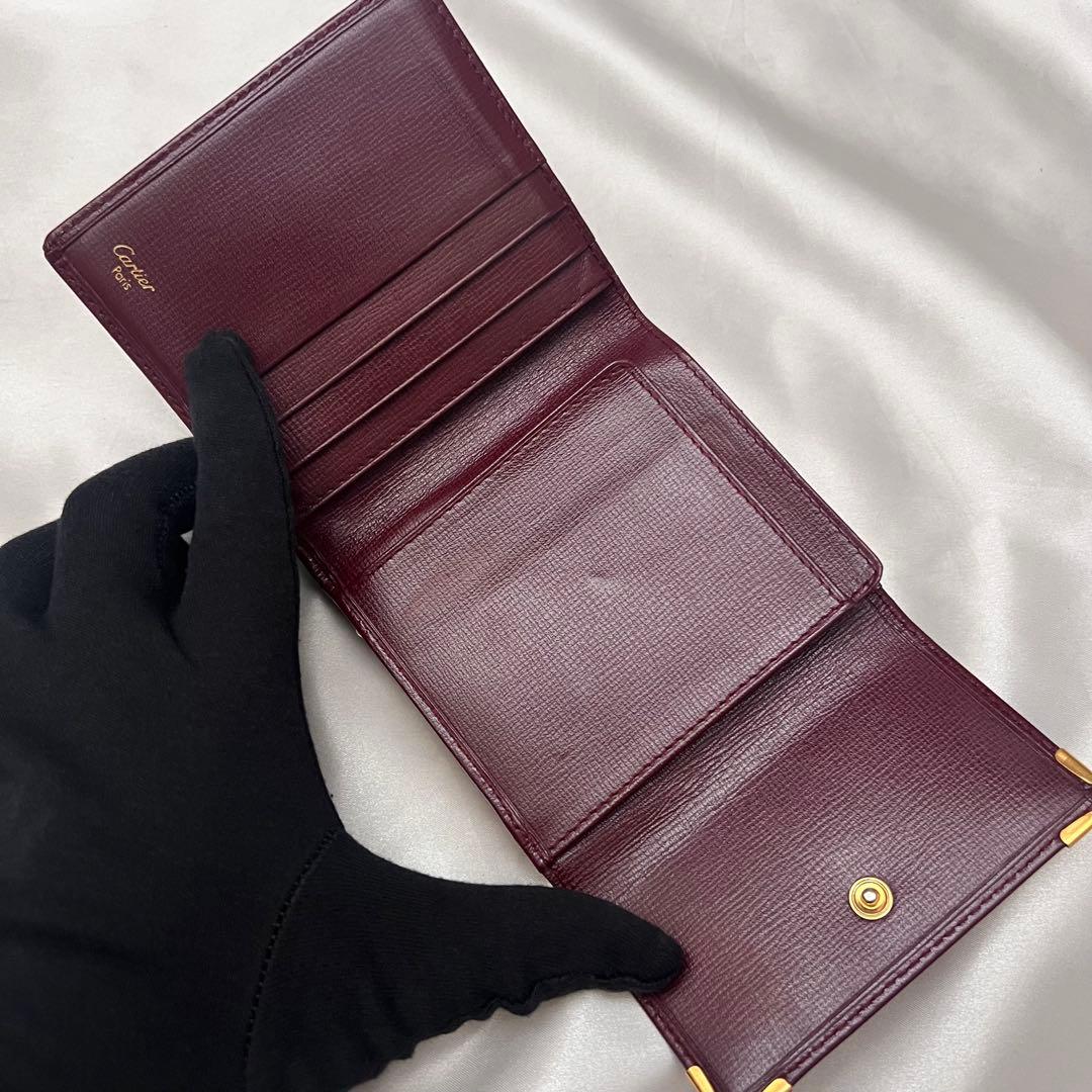 ◇極美品◇カルティエ　マストライン　コンパクト財布　グレインカーフレザー　がま口