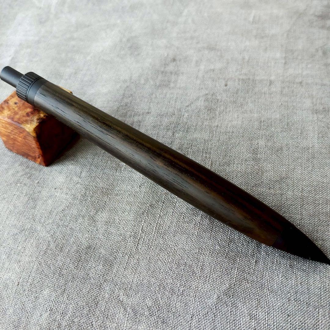カリマンタンエボニー　ハンドメイド　シャープペン　0.5mm　天然木　シルバー