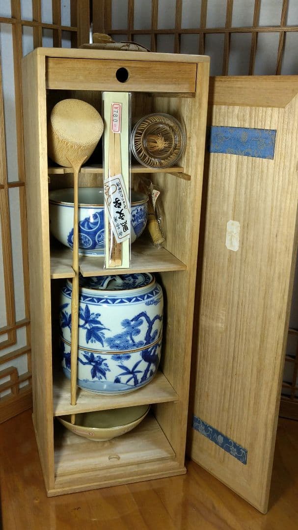 未使用品！】短冊桐箱入 茶道具一式セット 各陶器に刻印あり！初心者