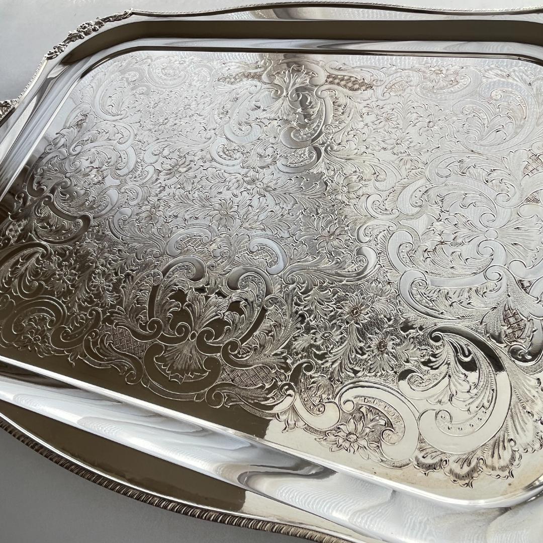 【Viners】 ギャラリートレー 56cm 【シルバープレート】ハンドル 大型