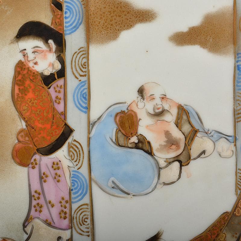 九谷焼　古九谷　色絵金彩　人物文　大皿　飾皿　直径約38cm　M　R6150B