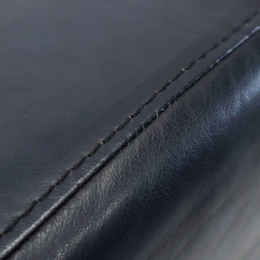 値下げIDC大塚家具 総本革 レザー張り スクエアスツール オットマン ブラック