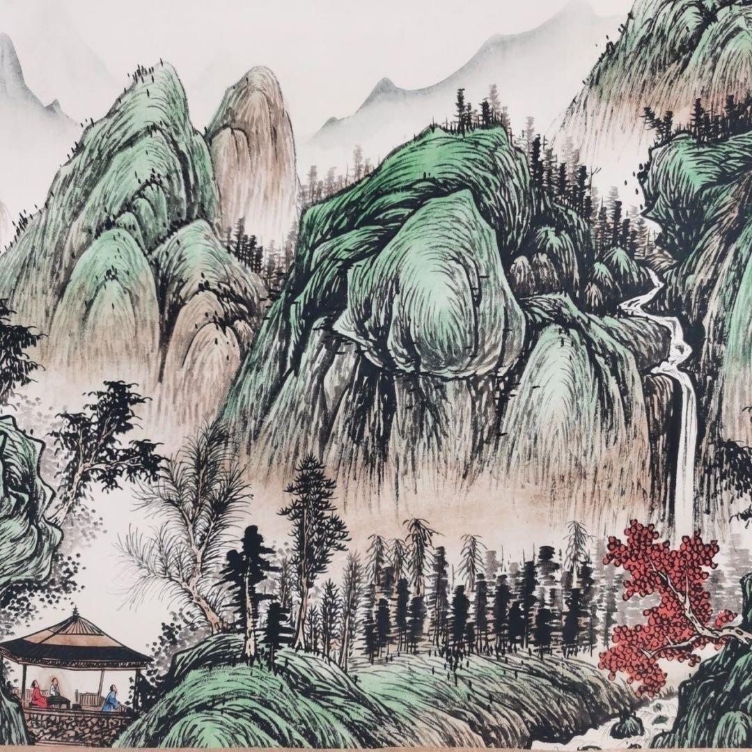 董其昌 錦繍江山 山水図 中国絵画 長巻 掛け軸 巻物 和室・床の間・玄関