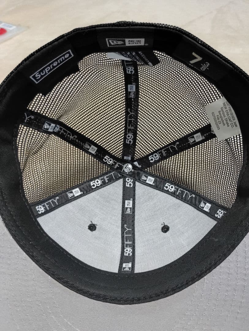 Supreme ベースボールキャップ 黒 7 3/8 メッシュ