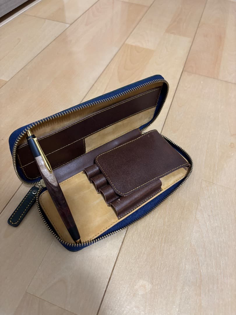 バハギア ラウンドジップペンケースダークグリーン 専用 バハギア