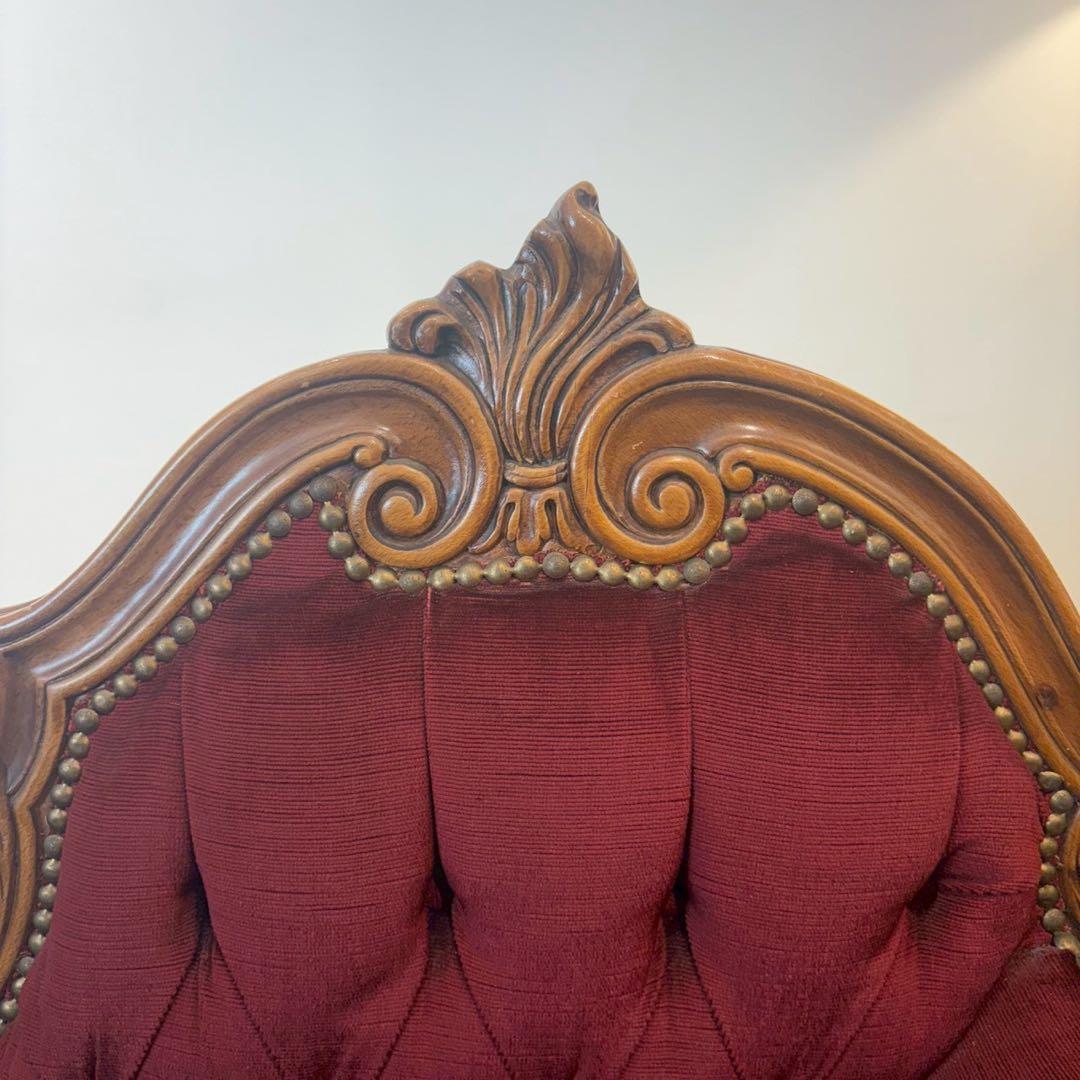 ビクトリアンスタイル ワインレッド 猫足ソファー アンティーク