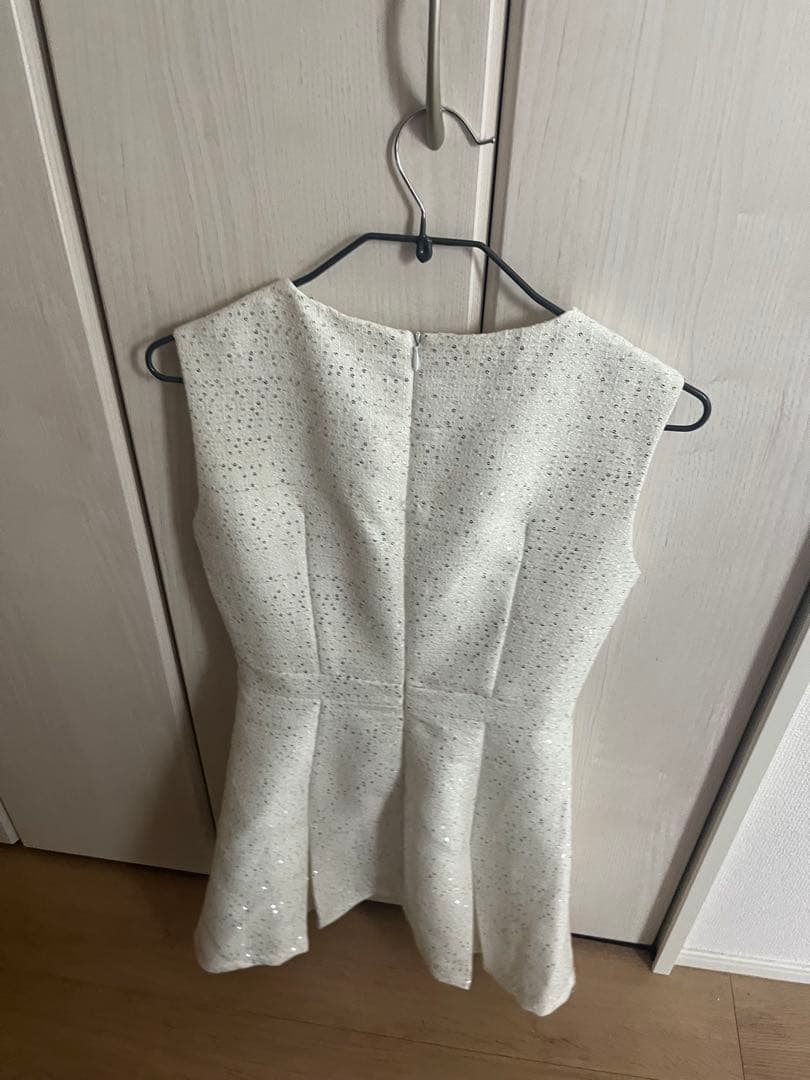 ジップアップフラワースパンコールツイードミニドレス