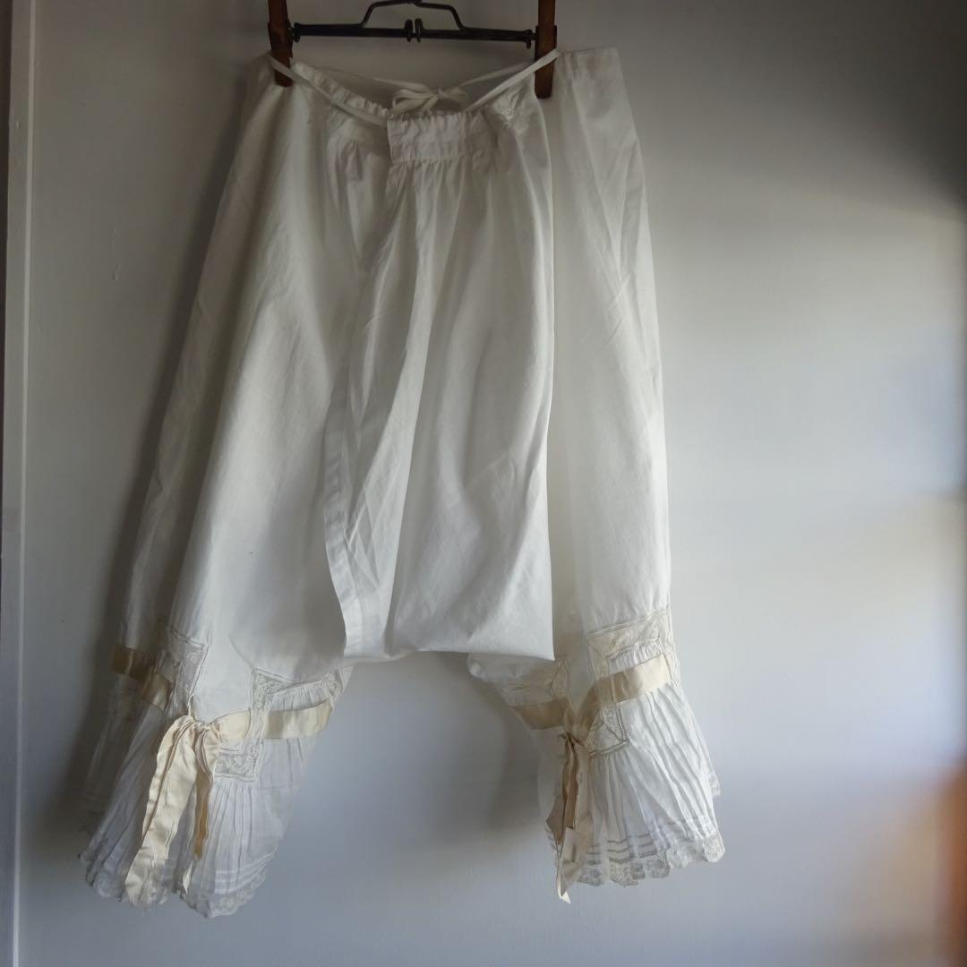 フランス アンティーク ドロワーズ ペチコート リボン レース