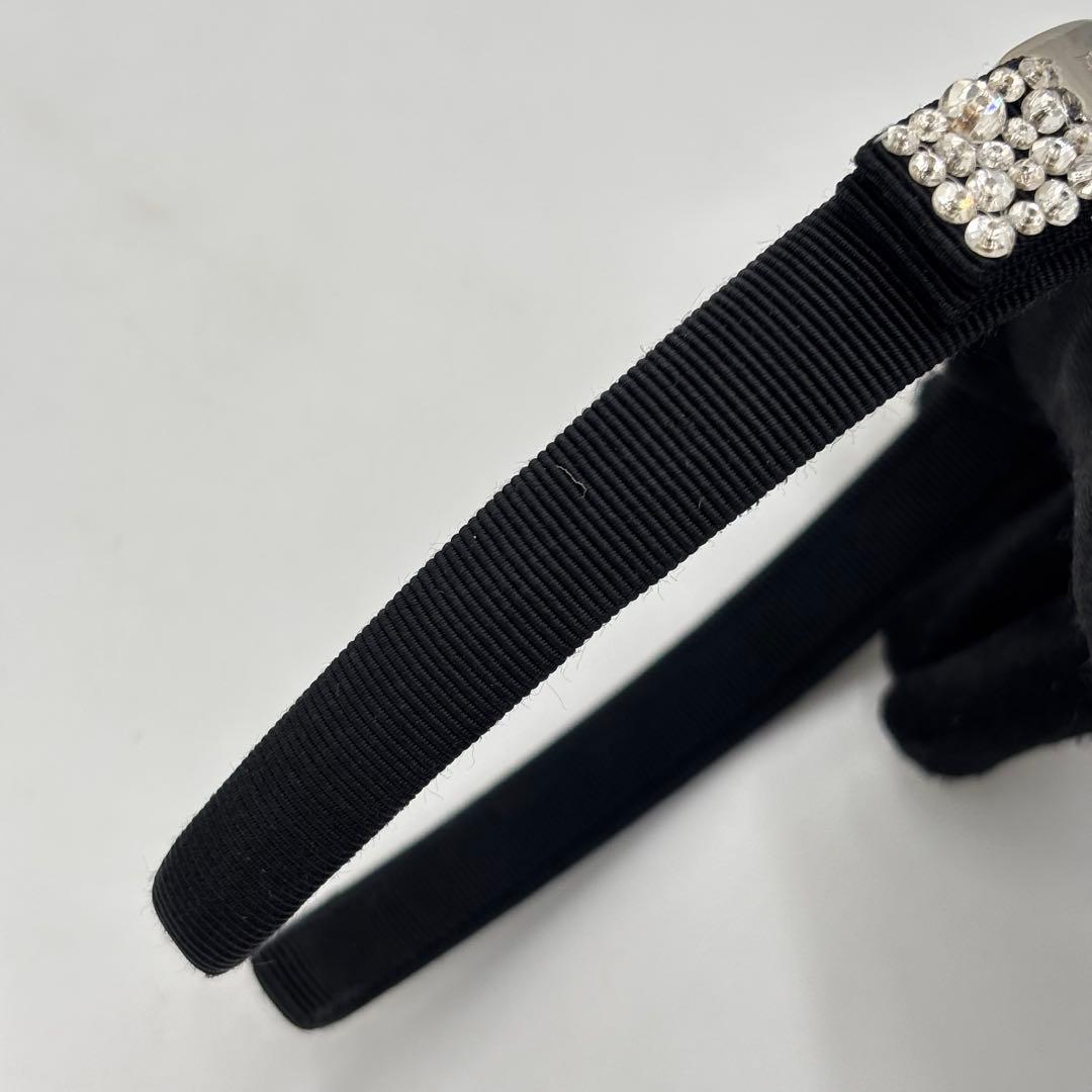 フェラガモ ヴァラリボン カチューシャ ラインストーン キャンバス ブラック