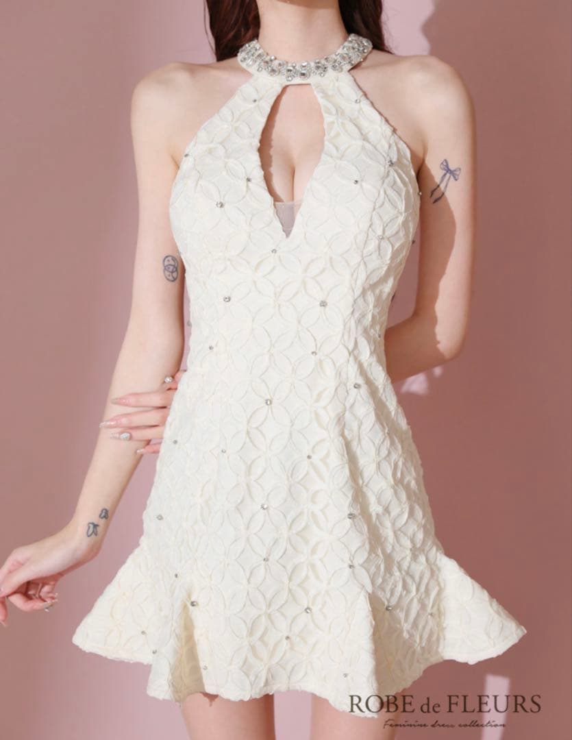 【ROBE de FLEURS/ローブドフルール】ビジューネック/ キャバドレス