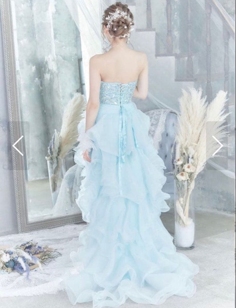 S*様 水色フリルドレス ビーズ刺繍　AR sugar