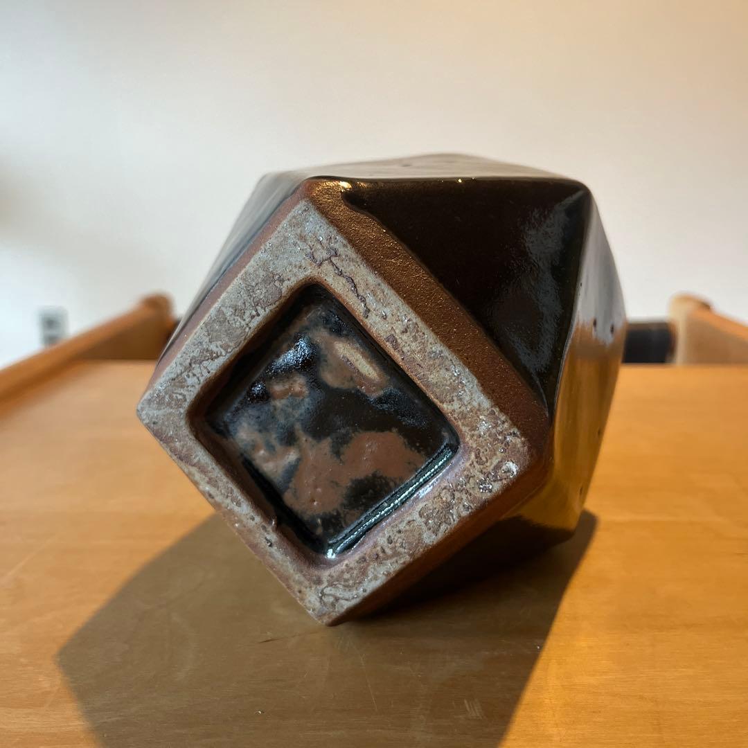 濱田晋作 浜田晋作 黒釉面取花瓶 花瓶 壺