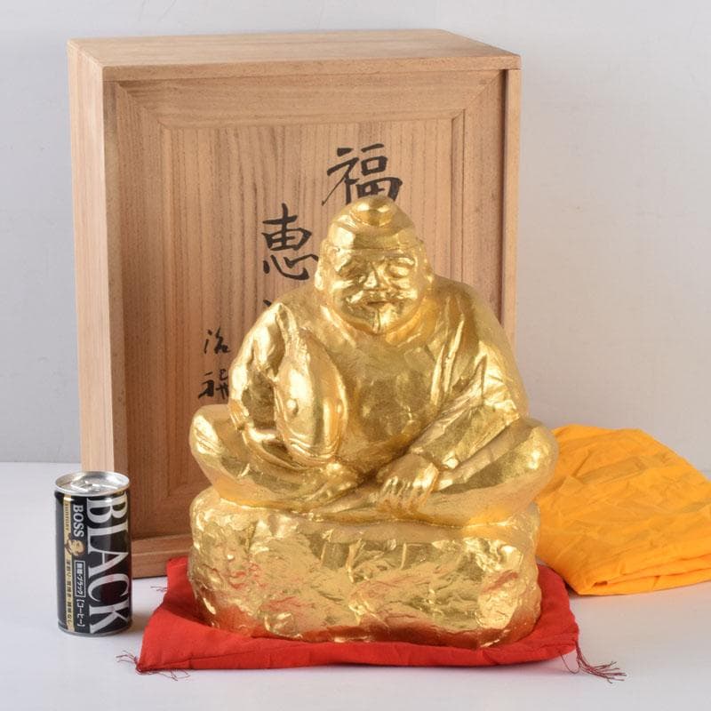 北村治禧作　古銅鍍金　福寿恵比寿像　限定130/400　共箱　M　8589A 北村治禧作 古銅鍍金 福寿恵比寿像 限定130/400 共箱 M 8589A