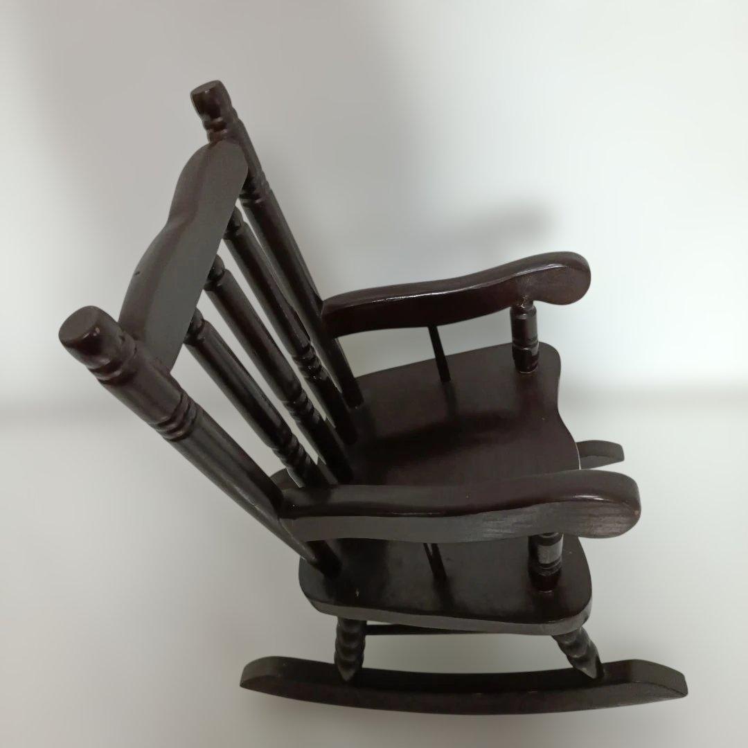 ミニチュア木製ロッキングチェア フランス人形 日本人形 ダーク