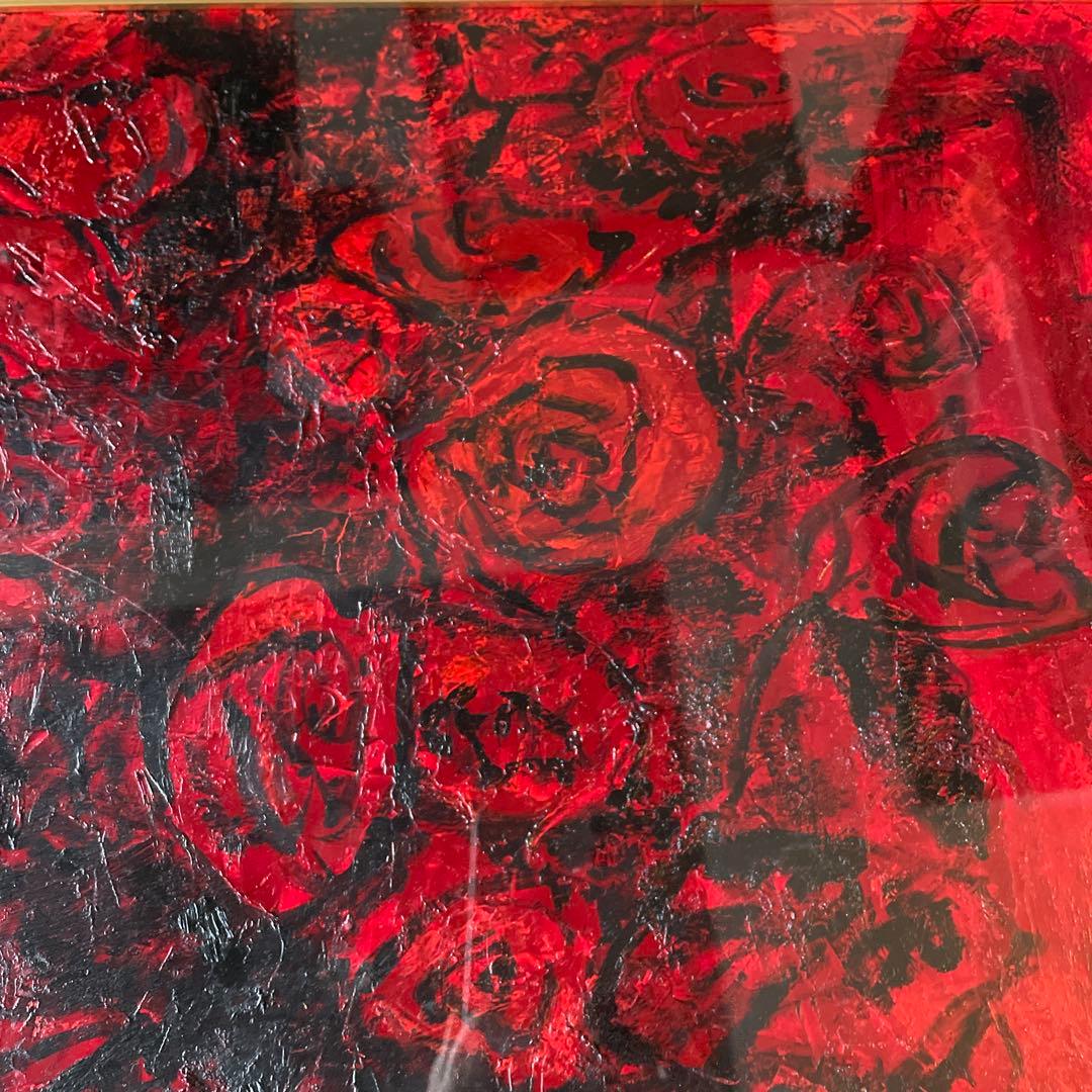 大澤扶二子 肉筆 絵画 赤い薔薇 F10 証明書付き