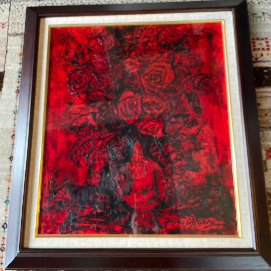 大澤扶二子　肉筆　絵画　赤い薔薇　F10 証明書付き 大澤扶二子 肉筆 絵画 赤い薔薇 F10 証明書付き - メルカリ