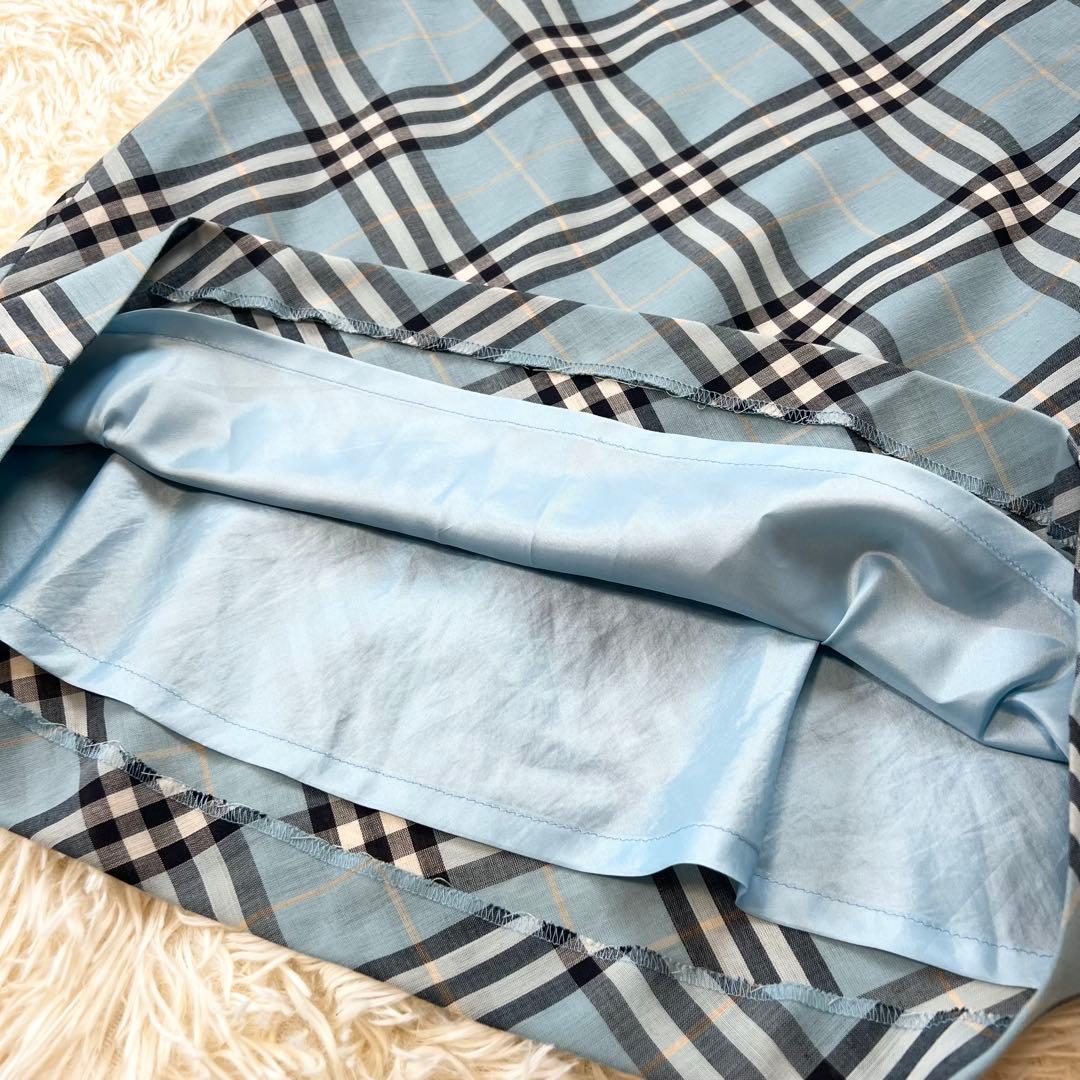 希少 美品✨バーバリーブルーレーベル ノバチェック ホースロゴ ベルト 水色