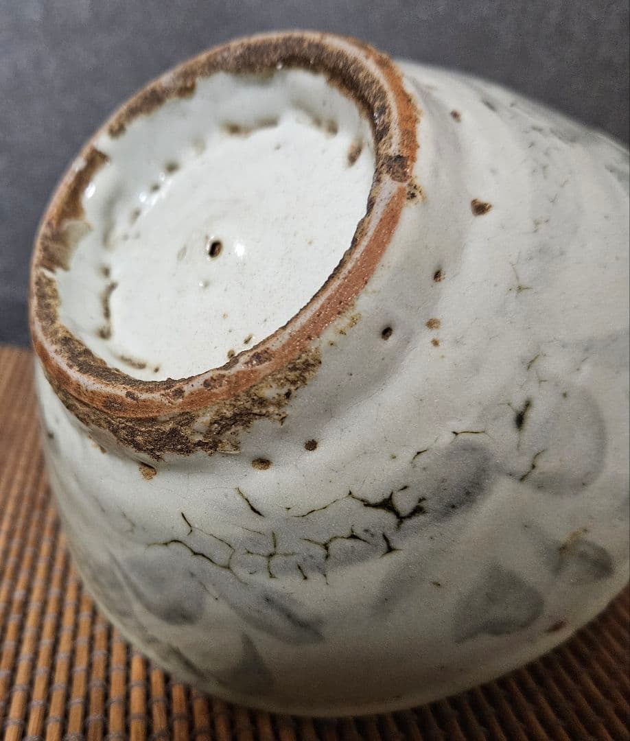 中国古美術】古玩　明代　南方系　青花　古染付　花図　茶碗　古安南　荒木高麗茶碗