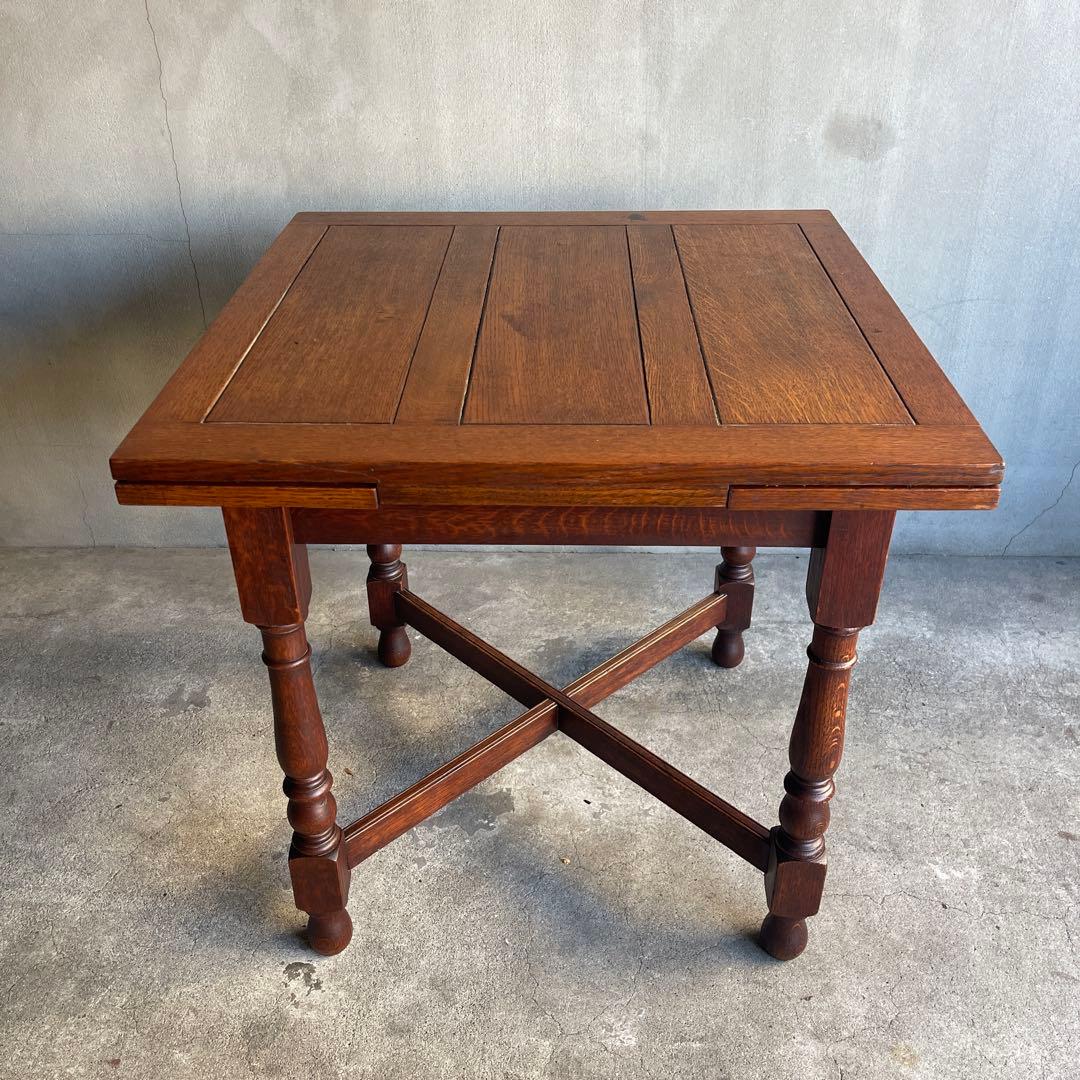 イギリス　オールドアンティーク家具 ドローリーフテーブル 拡張テーブル　オーク