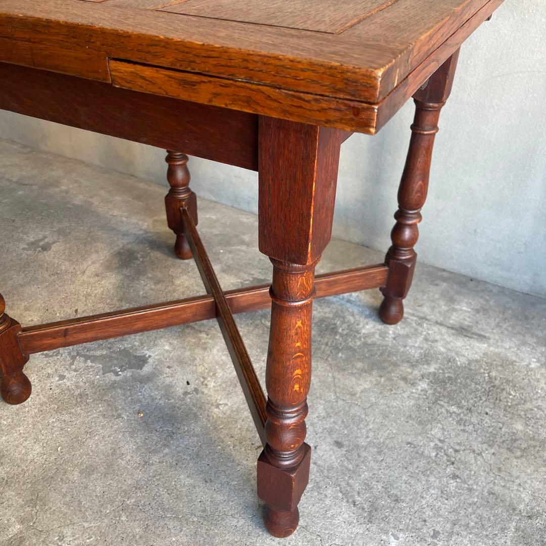イギリス　オールドアンティーク家具 ドローリーフテーブル 拡張テーブル　オーク