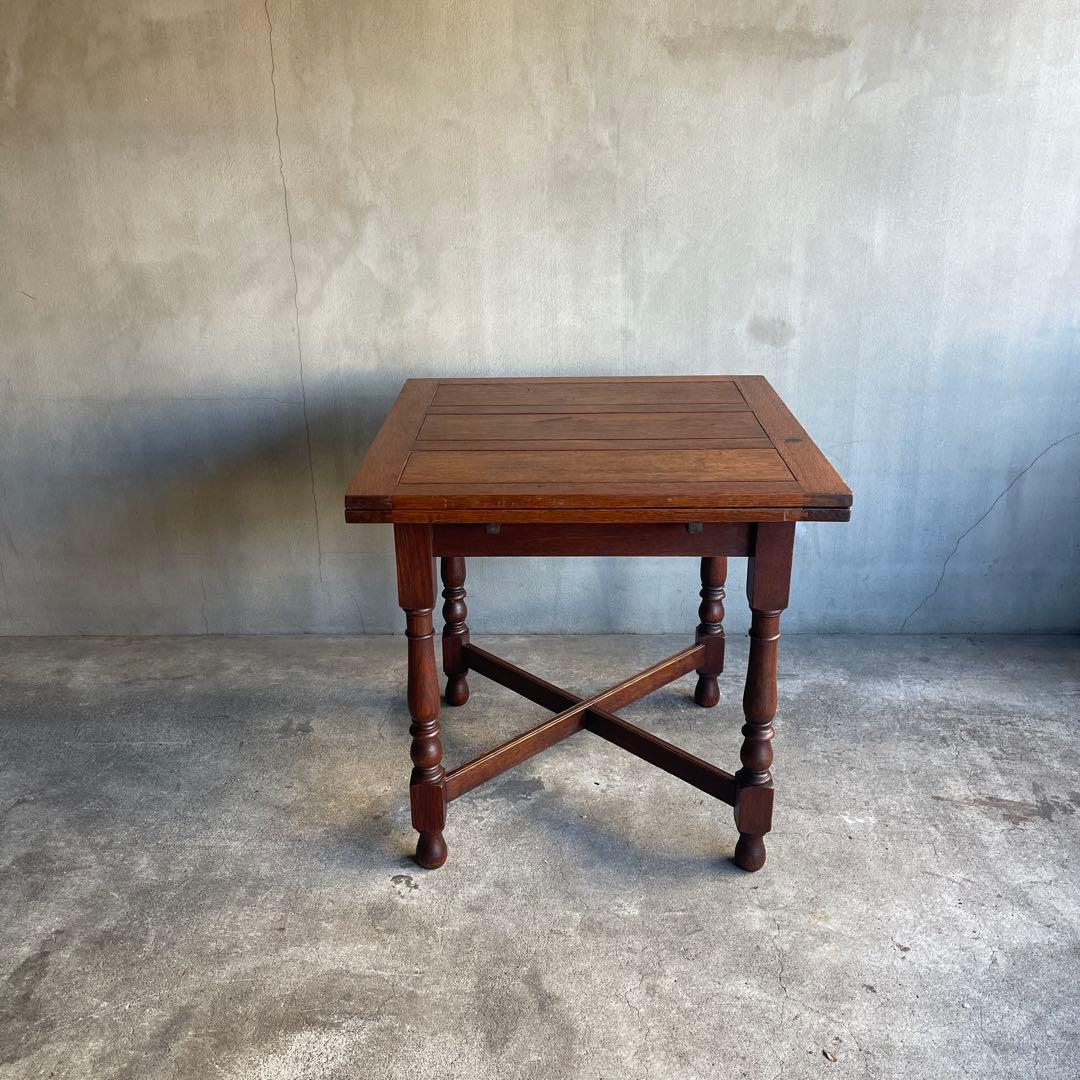 イギリス　オールドアンティーク家具 ドローリーフテーブル 拡張テーブル　オーク