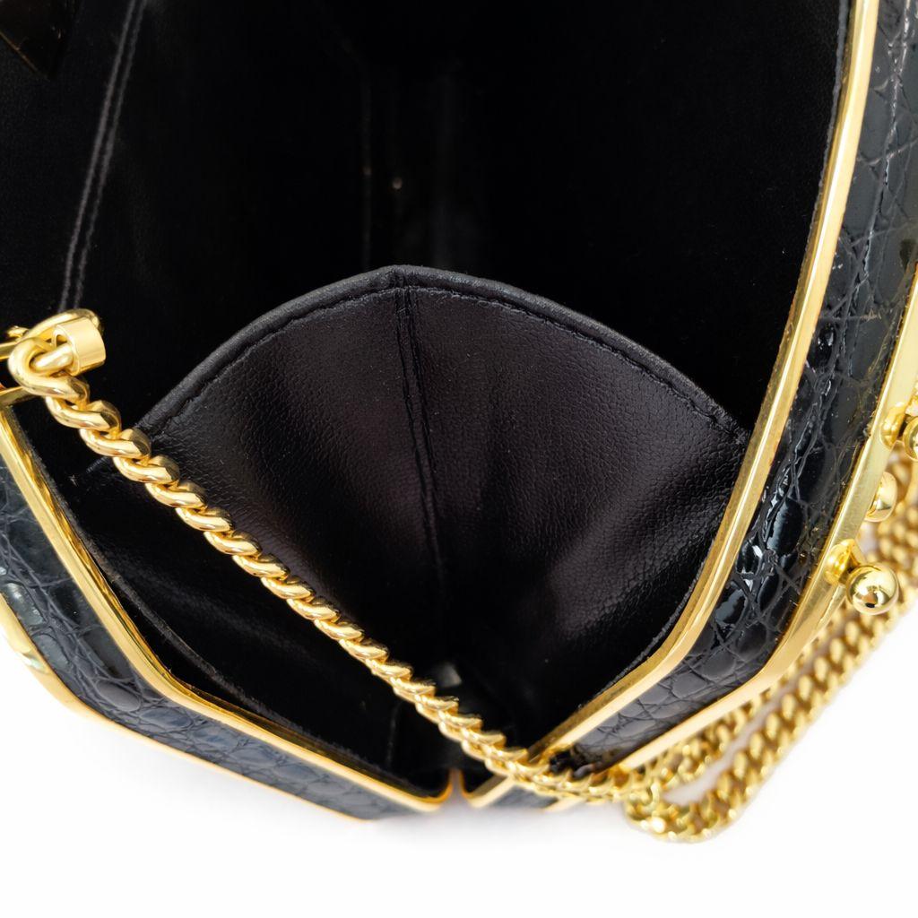 イブニングバッグ 　フォーマルバック　ロイヤルティアラ 黒 カーフスキン