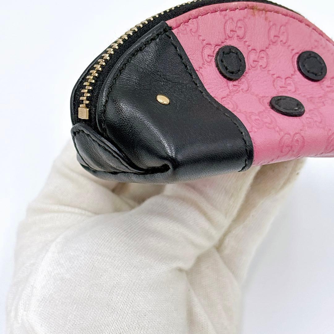 美品 ＊ GUCCI グッチ GGシマ てんとう虫 パース ピンク