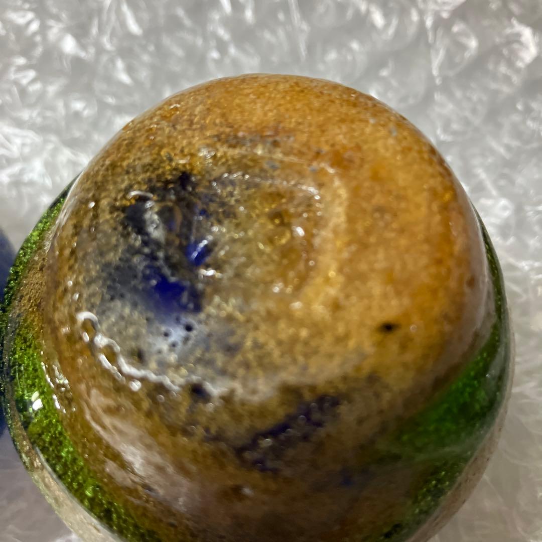 稲嶺盛吉 泡ぐい呑み2点 稲嶺盛吉 ぐい呑みA 琉球ガラス