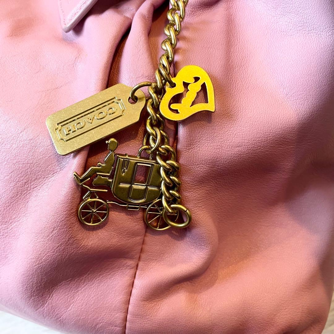 バッグ COACH pink leather handbag kisslock hobo