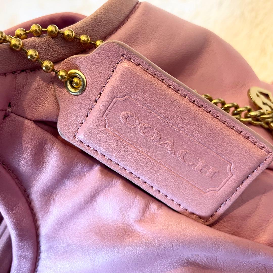 バッグ COACH pink leather handbag kisslock hobo
