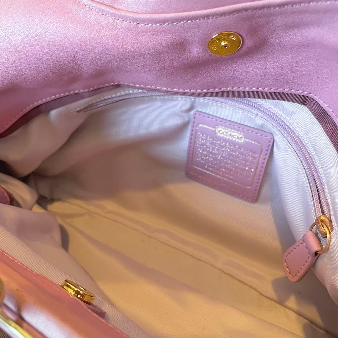 バッグ COACH pink leather handbag kisslock hobo