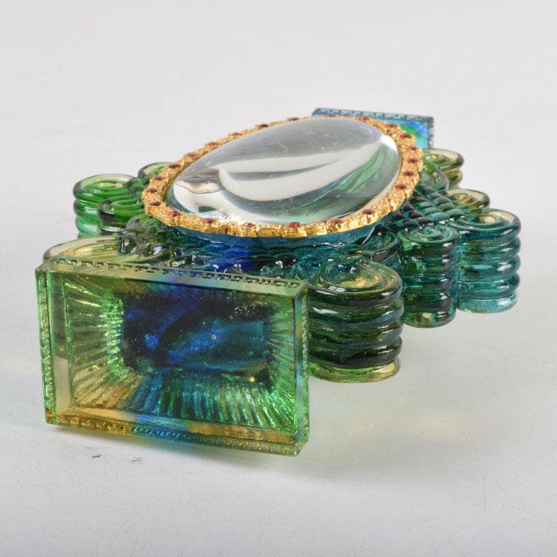 中国 硝子工芸 中華寶瓶 宝瓶 置物 保証書・ガラスケース付 N 9178A