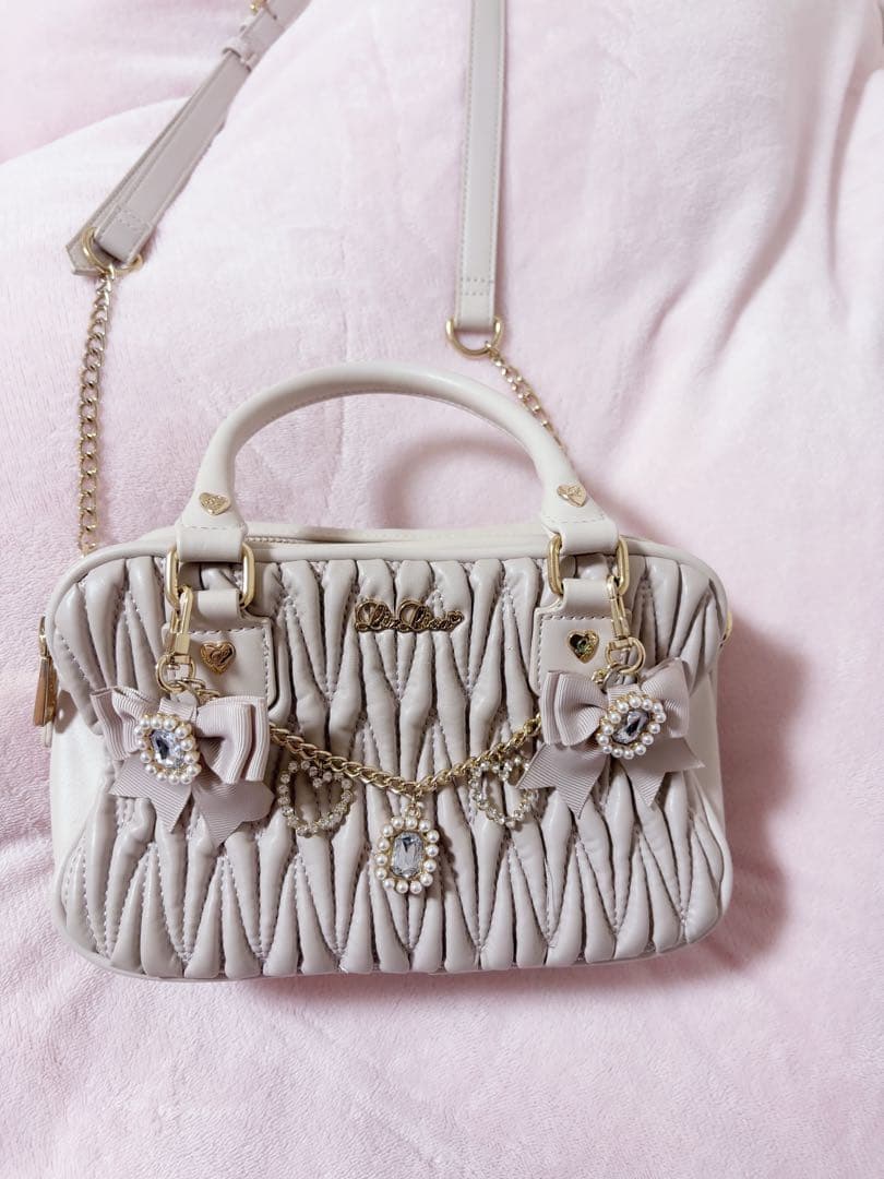 LIZLISA キルティングリボンチャームポシェット ピンク