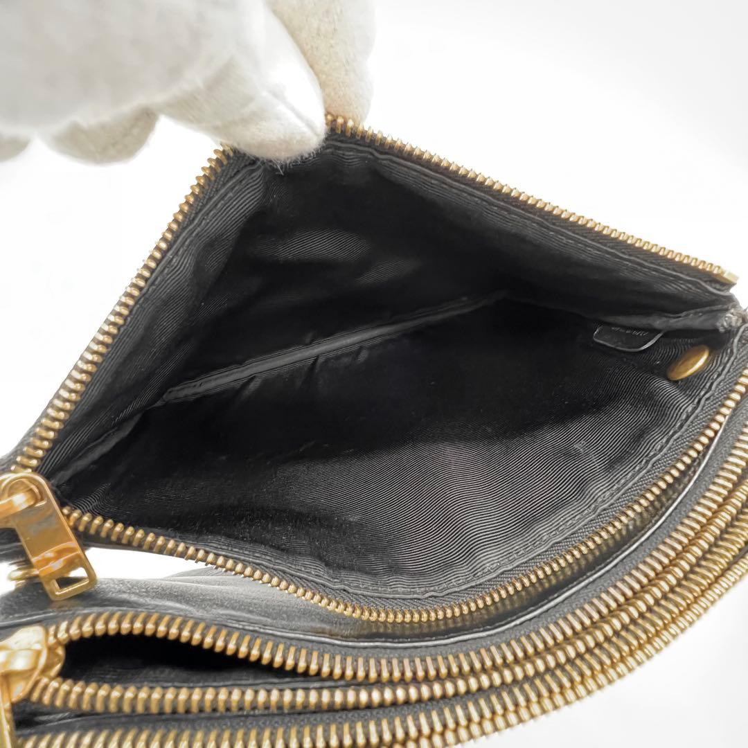 【美品✨】 セリーヌ 新ロゴ トリオ ラージ ショルダーバッグ ブラック 黒