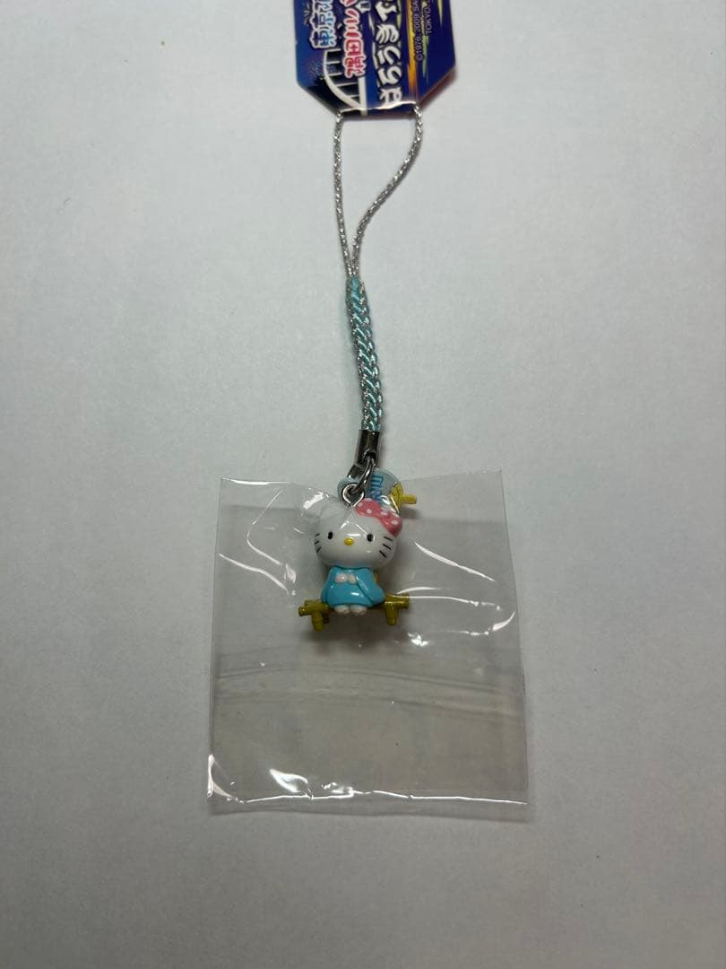 【レア】 ハローキティ 根付け ストラップ マスコット 水色着物3種 隅田川