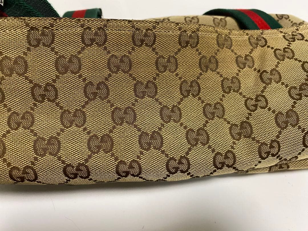 値下げGUCCI GGキャンバス ロゴ　シェリーライン レザー ショルダーバッグ