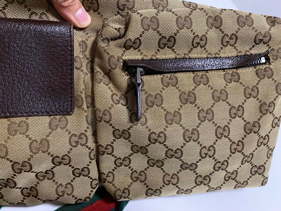 値下げGUCCI GGキャンバス ロゴ　シェリーライン レザー ショルダーバッグ