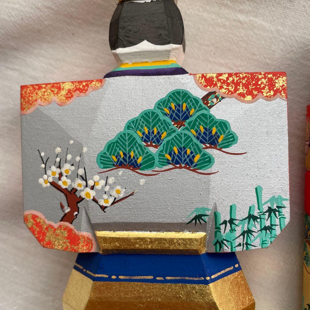 奈良一刀彫り　雛人形　川口神泉　立雛　雛祭り　ひな祭り　共箱付き　伝統工芸　木彫