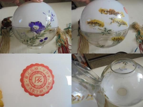 AKa6448硝子掛燈籠大正ロマンガラス灯籠灯篭