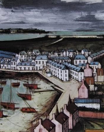 ベルナール・ビュッフェ「Saint-Servan」希少画集の額装画、人気作品