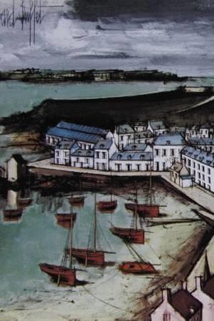 ベルナール・ビュッフェ「Saint-Servan」希少画集の額装画、人気作品