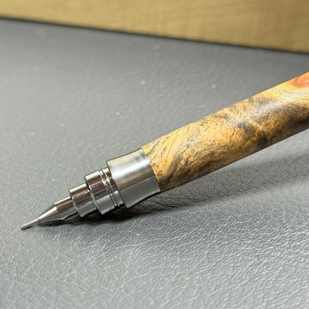 97花梨瘤源平柄　木製シャーペン　最強低重心R ステンレス