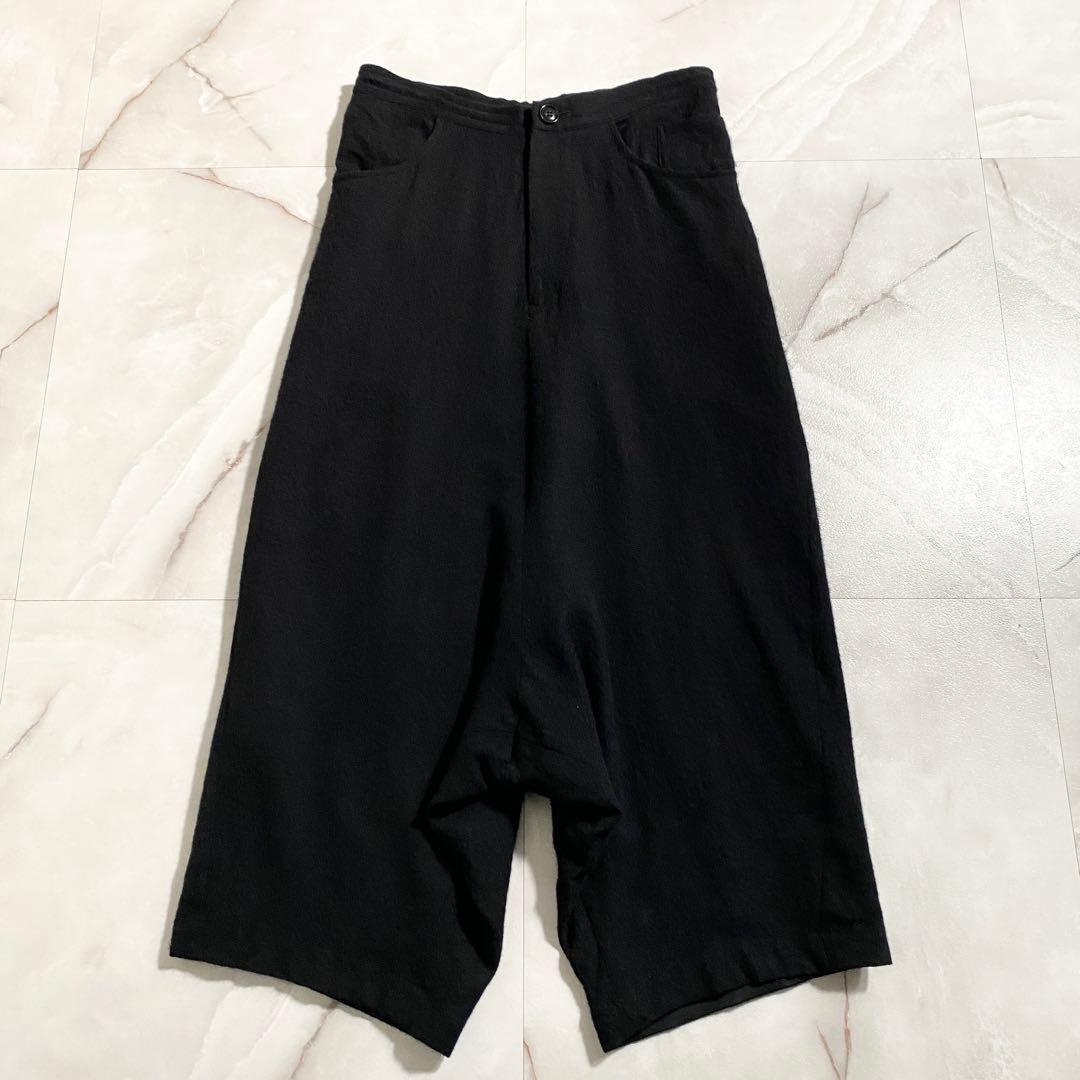 A18164 Y's ドロスト 起毛ウールツイル サルエルパンツ ブラック 1