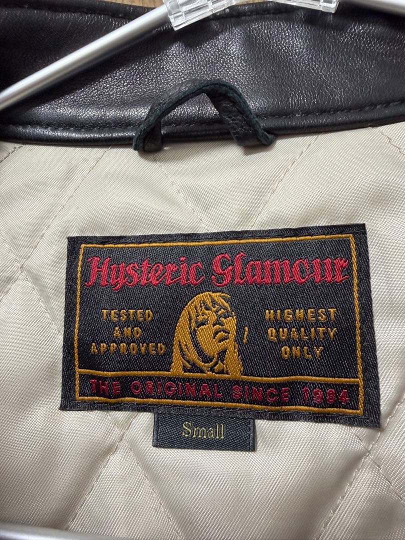 美品ヒステリックグラマー羊革ラム袖レザーROCK 'n ROLL刺繍ワッペン