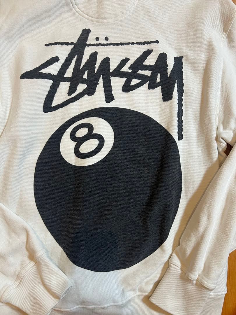 Stussy ホワイト パーカー 8ボールロゴ